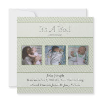 Blue Its A Boy Birth Announcement