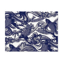 Blue Japanese Tattoo Koi Fish Pattern Postcards