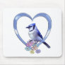 Blue Jay in Heart Mouse Pads