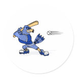 Blue Jay Playing Baseball Round Stickers