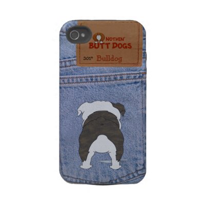 Blue Jean Bulldog Butt Iphone 4 Tough Case by NothinButtDogs