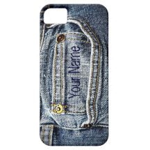 Blue Jean Denim Pocket - Add your name or initials