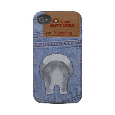 Blue Jean Sheepdog Butt Tough Iphone 4 Case by NothinButtDogs