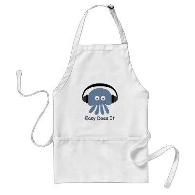 Blue Jellyfish & Headphones Easy Does It Apron by Sober_Princess
