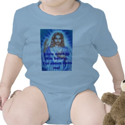 Blue Jesus picture, Little ones to Him belong. ... Tshirt by KarenCharin0