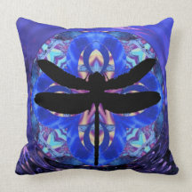 Blue Kaleidoscope Dragonfly Throw Pillows