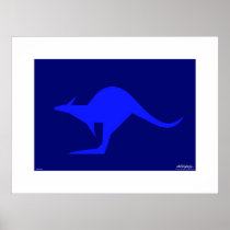 Blue Kangaroo - passepartout Posters