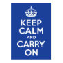 Blue Keep Calm and Carry On Business Cards