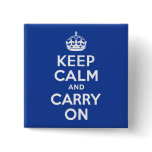 Blue Keep Calm and Carry On Pins