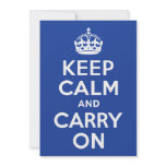 Blue Keep Calm and Carry On Personalized Invitations
