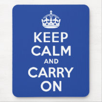 Blue Keep Calm and Carry On Mouse Mat