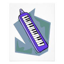Blue Keytar portable 80s keyboard piano graphic Personalized Announcement