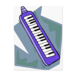 Blue Keytar portable 80s keyboard piano graphic Post Card