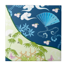 Blue Kimono Ceramic Tile