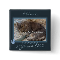 Blue Kitty Frame Photo Button