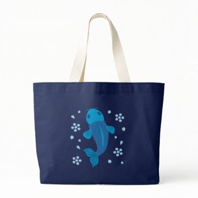 Blue Koi Fish Tote Bag by toxiferous