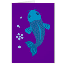 Blue Koi Fish Greeting Card