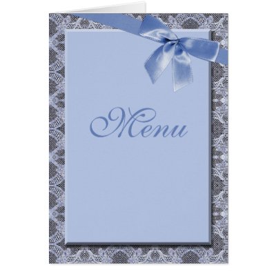 Blue Lace & Ribbon -  Wedding Menu Cards by ZazzleBusinessCards