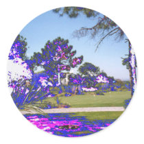 Blue Landscape Round Stickers