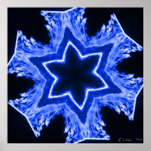 Blue Laser Snowflake Poster