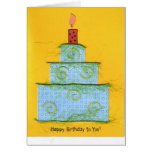Blue Layered/Green Swirl & Fuzzy Cake Card