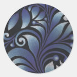 blue leaves round sticker
