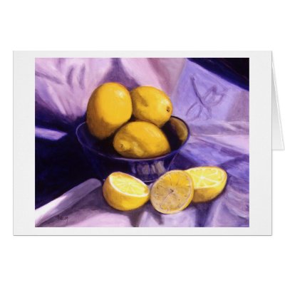 Blue Lemons Greeting Cards by LHiller