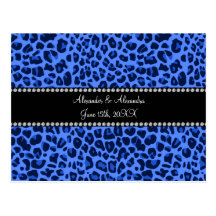 Blue leopard pattern wedding favors post cards