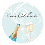 Blue "Let's Celebrate!" Champagne Sticker