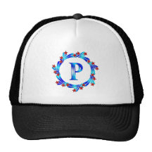 Blue Letter P Monogram Red Stars Trucker Hats