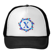 Blue Letter X Monogram Red Stars Hat