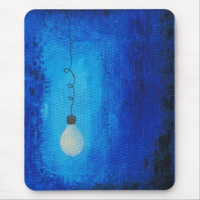 Blue lightbulb mousepad by HappyAbbyDesigns