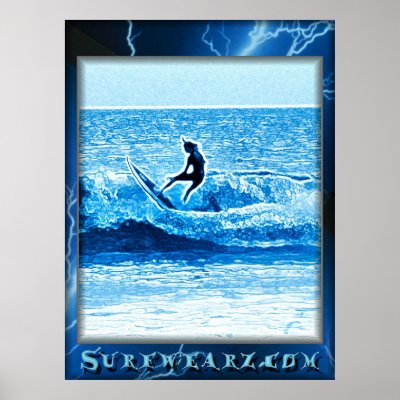 Blue Lightning Poster by Surfwearzcom