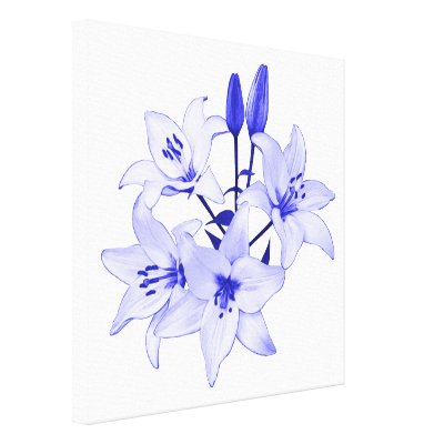 Blue Lilies Stretched Canvas Print by blueandwhitechina
