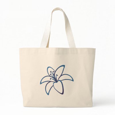 Blue Lily Tote Bags by fantasian_angel