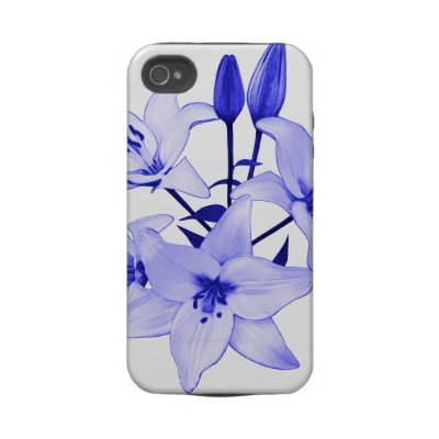 Blue Lily Iphone 4 Tough Cases by blueandwhitechina
