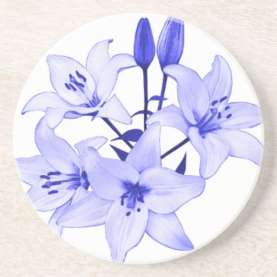 Blue Lily Beverage Coasters by blueandwhitechina