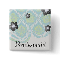 blue lime green and cream ornate damask pinback buttons