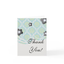 blue lime green and cream ornate damask greeting cards