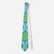 blue lime green and cream ornate damask neckwear