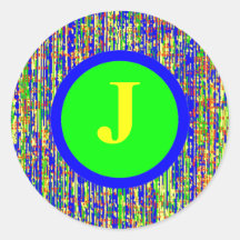 Blue Lime Yellow Monogram Sticker