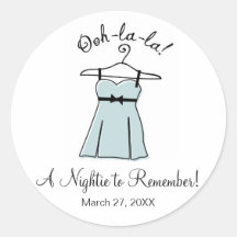 Blue Lingerie Bridal Shower Stickers