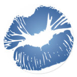 Blue Lips Round Stickers
