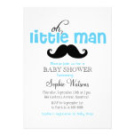 Blue Little Man Moustache Baby Shower Invitations