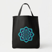 Blue Lotus Mandala Tote Bag