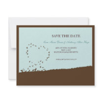 Blue love bird save the date announcement
