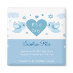 Blue Love Birds Baby Birth Announcement Refrigerator Magnet