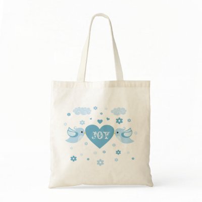 Blue Love Birds Heart Baby Bags by ruxique_fantasy