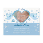 Blue Love Birds Photo Baby Birth Announcement
