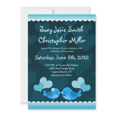 Love Birds Wedding Invitations on Blue Love Birds Wedding 5x7 Portrait Invitation By Cuteweddingthings